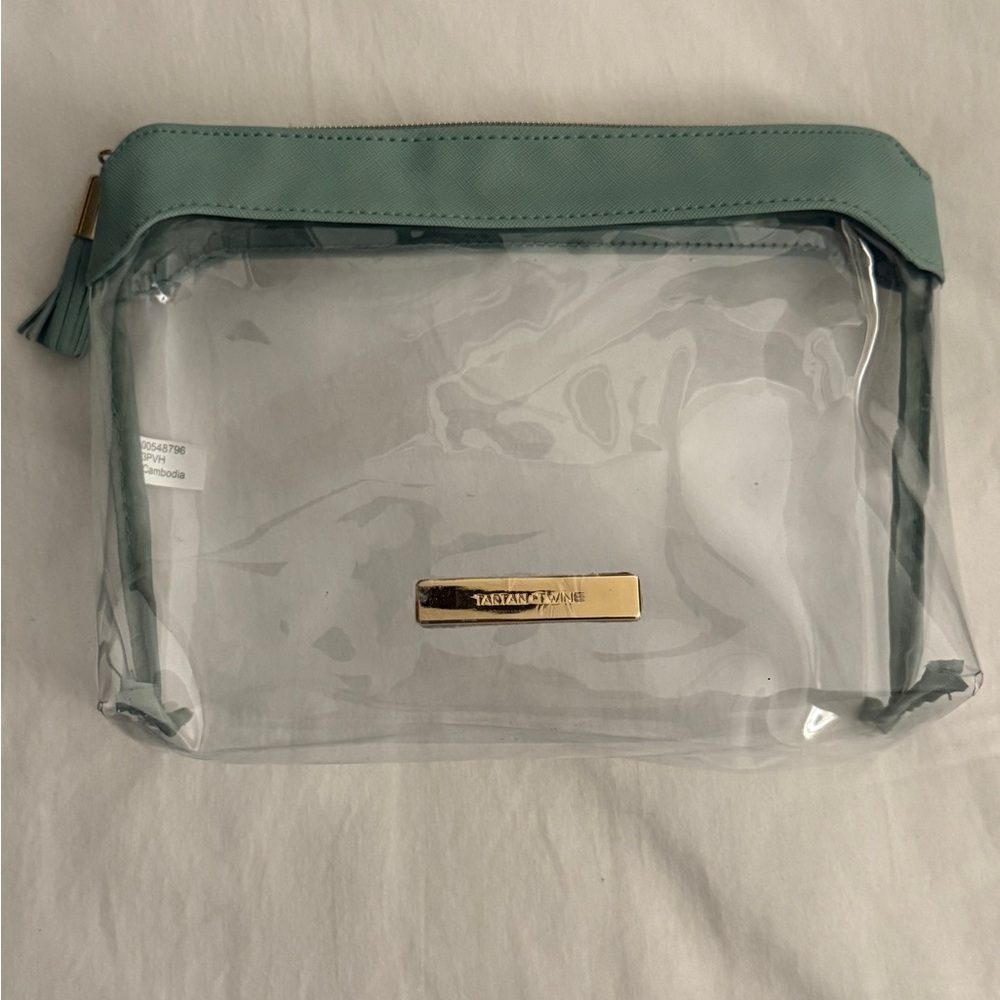 Tartan + Twine Clear Cosmetic Bag with Teal Trim